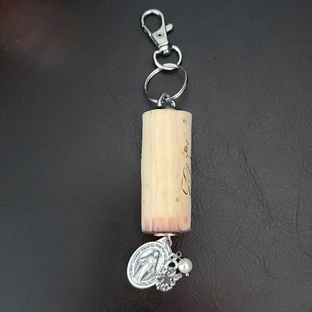 Wine Cork Key Chain-Christian - Upcycled Wine Cork